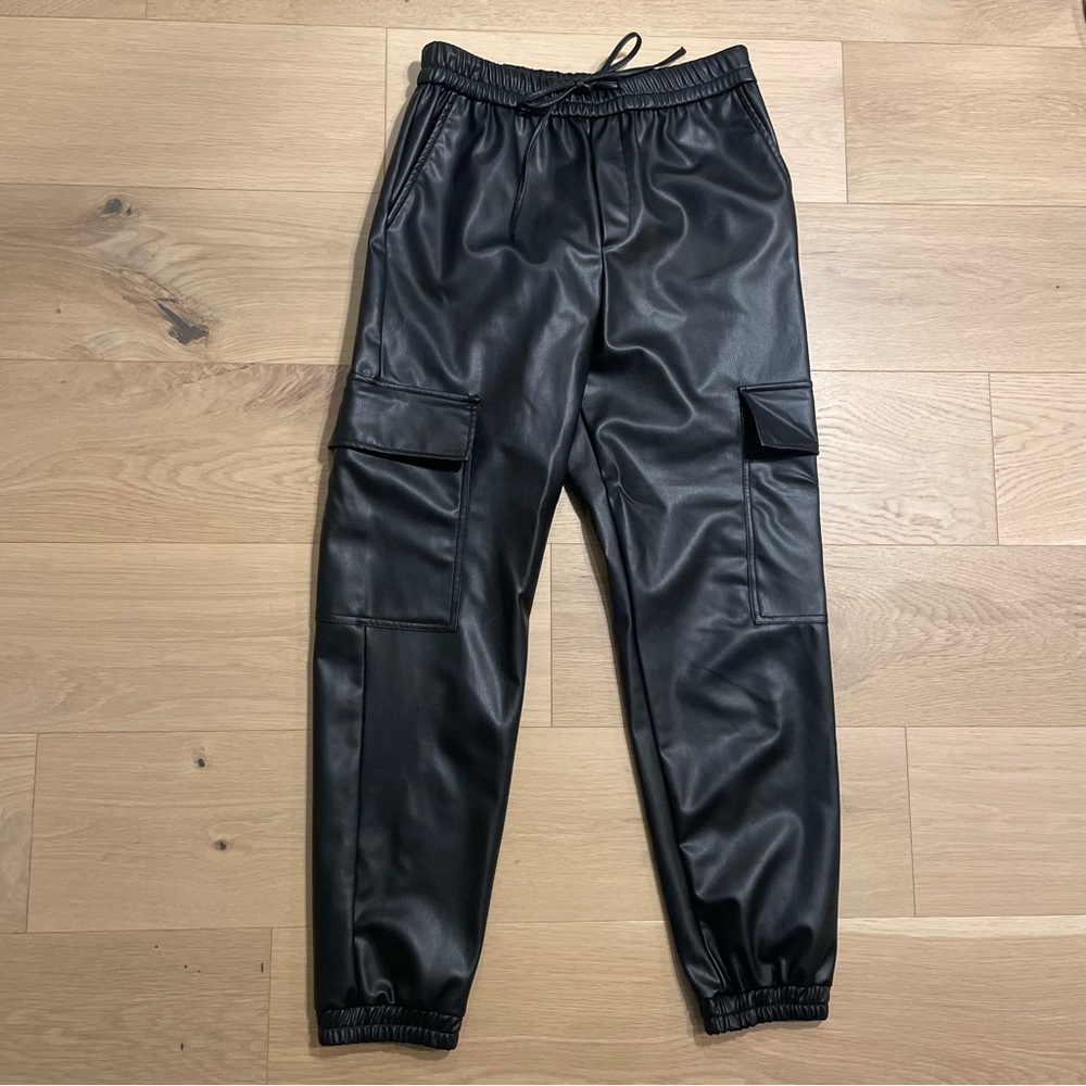 Faux leather joggers